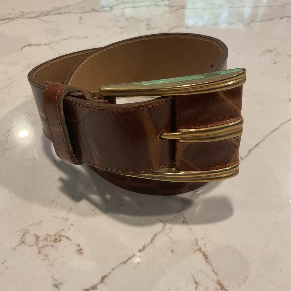 Vintage Kandell & Marcus Brown Croc Embossed Leather Belt S